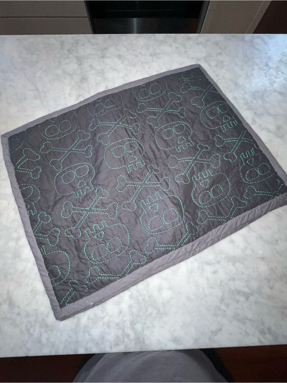 Pottery Barn Kids Gray Quilted Skull & Crossbones Pillow Covers